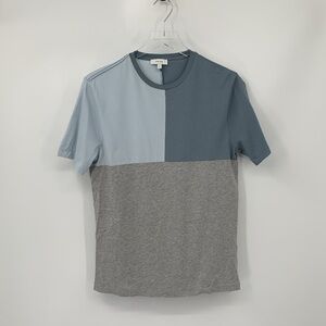 Reiss colorblock cotton tee t-shirt shirt blue gray short sleeve men Small